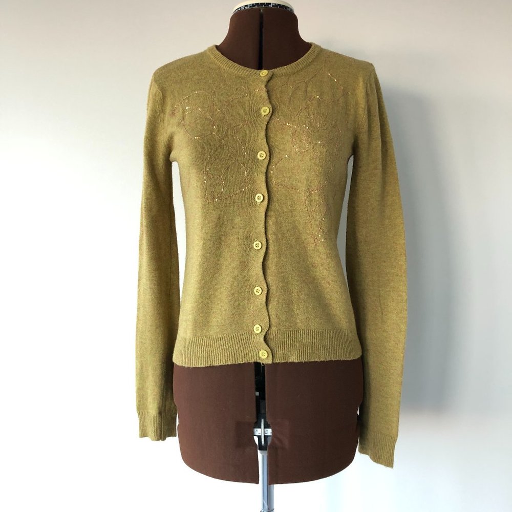 Angora Blend Cardigan with Metallic Embroidery